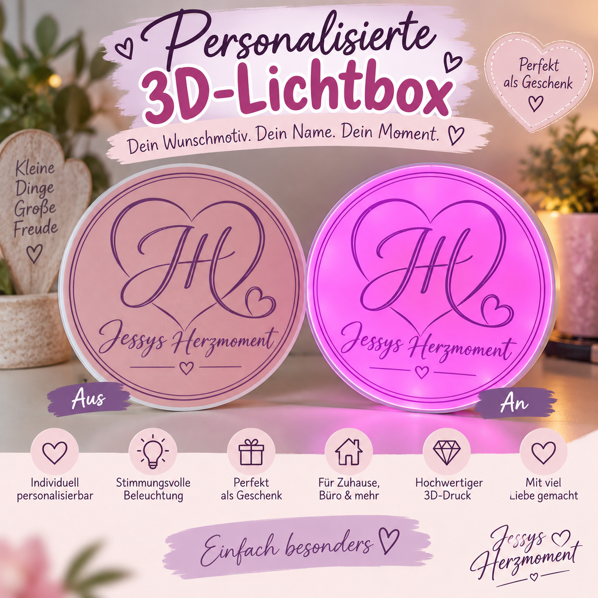 Personalisierte 3D-Lichtbox – dein Wunschmotiv ❤️