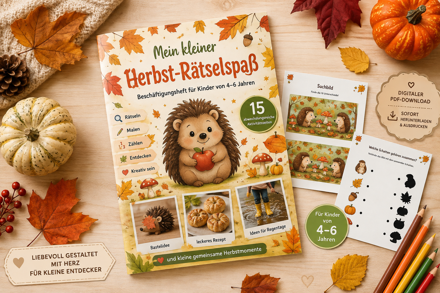 Mein kleiner Herbst-Rätselspaß | Beschäftigungsheft 4–6 Jahre