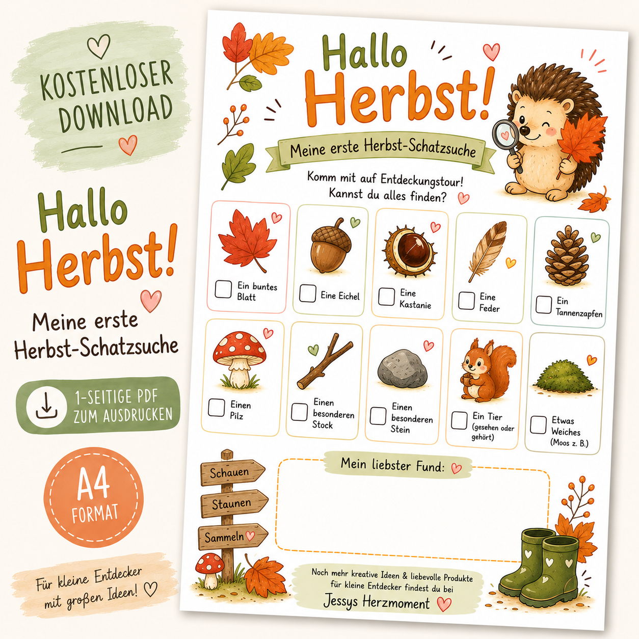 🍂 Hallo Herbst! – Meine erste Herbst-Schatzsuche | Kostenloser Download