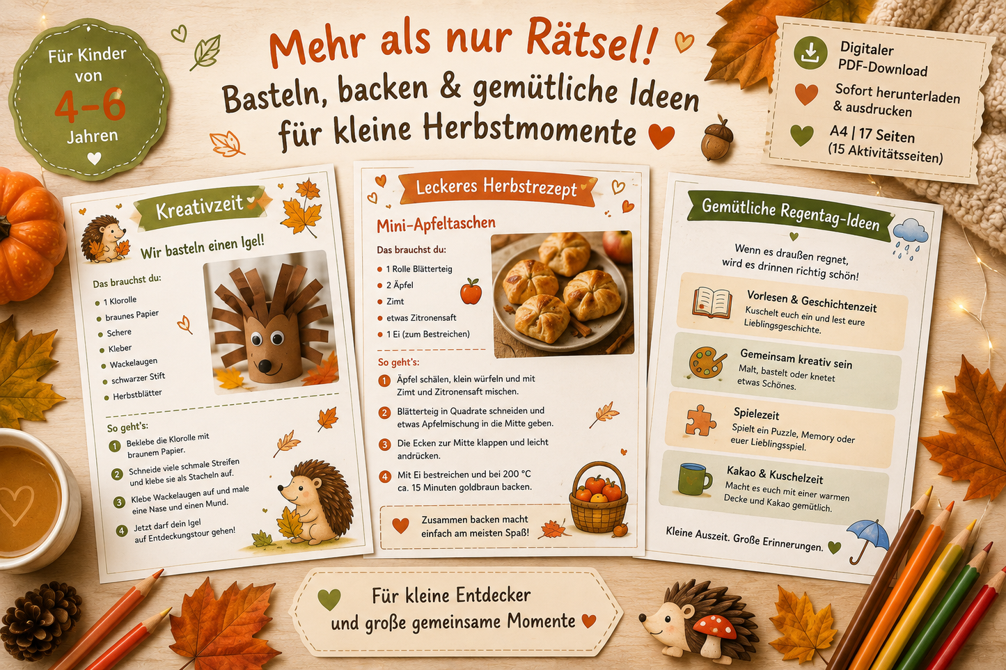Mein kleiner Herbst-Rätselspaß | Beschäftigungsheft 4–6 Jahre
