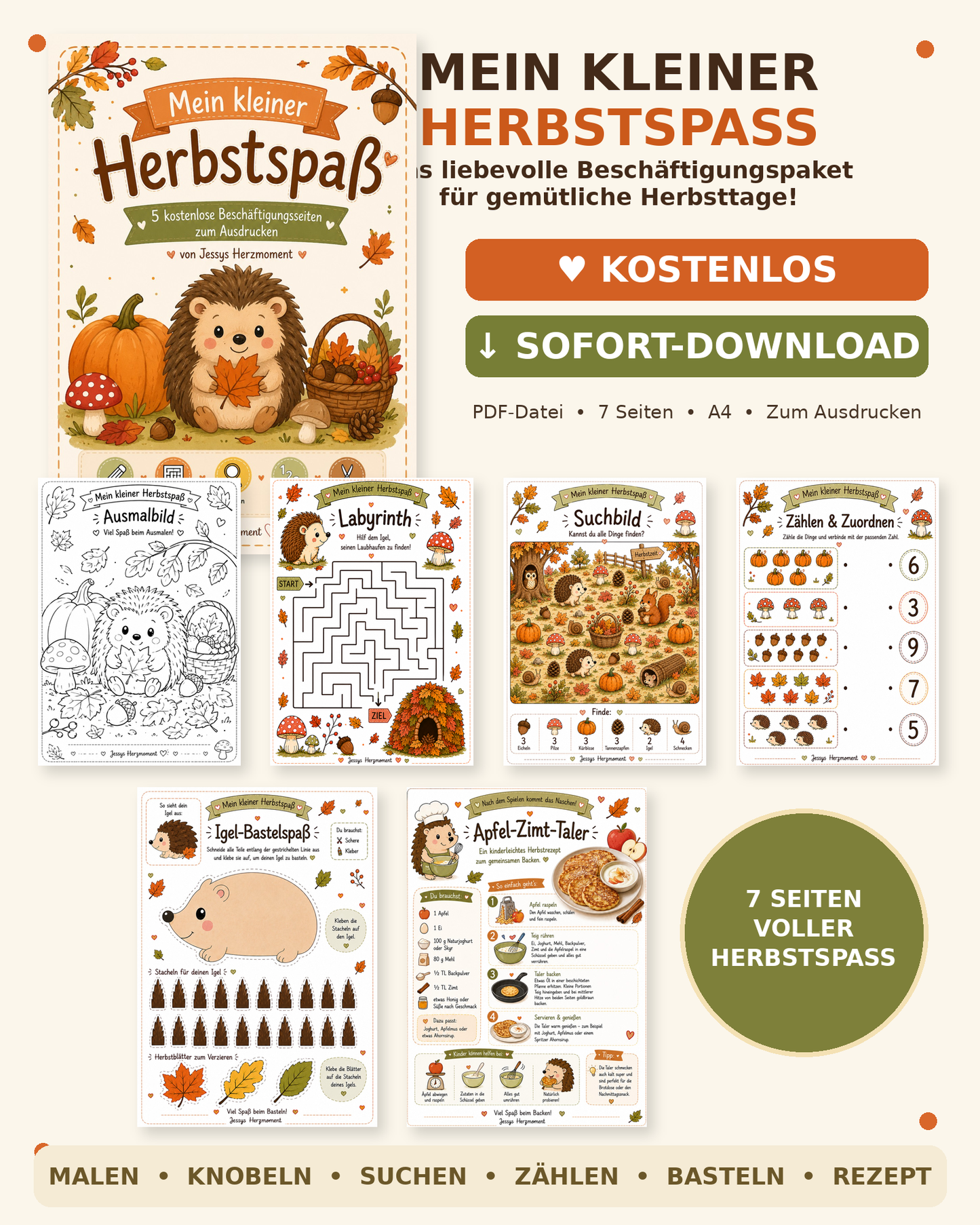 „Mein kleiner Herbstspaß 🍂 | Kostenloses Beschäftigungspaket für Kinder“